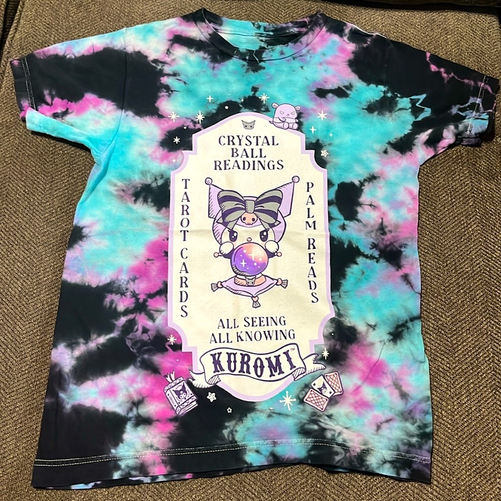 Kuromi Fortune Teller Tie-Dye Boyfriend Fit Girls T-Shirt